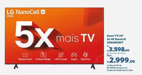 Oferta de LG - Smart TV 55" por R$2999 em Sam's Club