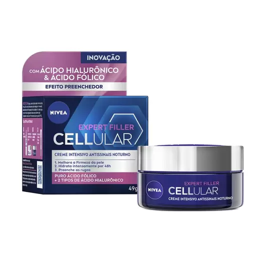 Oferta de Creme Facial Antissinais Nivea Cellular Expert Filler Noite 49g por R$51,89 em Drogal