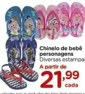 Oferta de De   - Chinelo De Bebê Personagens por R$21,99 em Carrefour