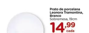 Oferta de Tramontina - Prato De Porcelana , Branco por R$14,99 em Carrefour