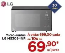 Oferta de LG - Micro-Ondas Ms3094nr por R$699 em Carrefour