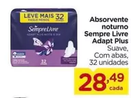 Oferta de Sempre Livre - Absorvente Noturno Adapt Plus por R$28,49 em Carrefour