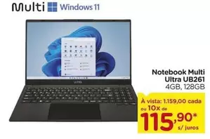 Oferta de Ultra - Notebook  UB26I por R$1159 em Carrefour