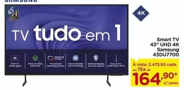 Oferta de Samsung - Smart TV 43" UHD 4K por R$264,9 em Carrefour