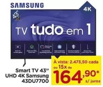 Oferta de Samsung - Smart Tv 43'' UHD 4K 43D U7700 por R$2473,5 em Carrefour