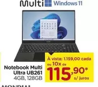 Oferta de Ultra - Notebook  UB261 por R$1159 em Carrefour