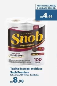 Oferta de Snob - Toalha De Papel Multiuso Premium por R$8,98 em Sam's Club