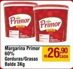 Oferta de Primor - Margarina 60% Gorduras/grasas por R$26,9 em Max Atacadista