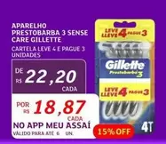 Oferta de Gillette - Aparelho Prestobarba 3 Sense Care por R$22,2 em Assaí Atacadista