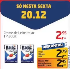 Oferta de Italac - creme de leite TP por R$2,95 em Tenda Atacado