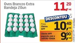 Oferta de Extra - Ovos Brancos Extra Bandeja 20un por R$11,2 em Tenda Atacado