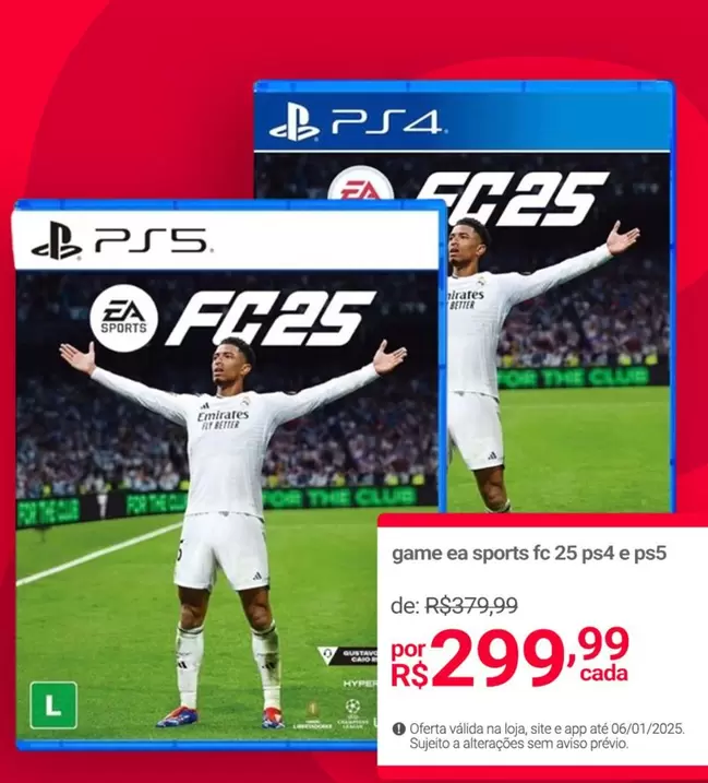 Oferta de EA - Ps5 Game Ea Sports Fc 25 Ps4 E Ps5 por R$299,99 em Lojas Americanas