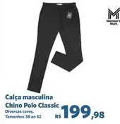 Oferta de Polo - Calça Masculina Chino Polo Classic por R$199,98 em Sam's Club