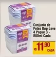 Oferta de Leve - Conjunto De Potes  4 Pague 3 por R$11,9 em Max Atacadista