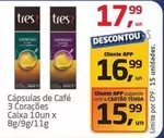 Oferta de 3 Corações - Cápsulas De Café Caixa 10un X 8g/9g/11g por R$17,99 em Tenda Atacado