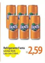 Oferta de Fanta - Refrigerante Laranja Sleek Lata Com por R$2,59 em Atacadão