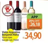 Oferta de Argentino - Vinho  Benjamin por R$34,9 em Atacadão