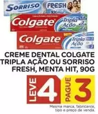 Oferta de Colgate - Creme Dental Tripla Ação Ou Sorriso Fresh, Menta Hit, 90G em Carrefour