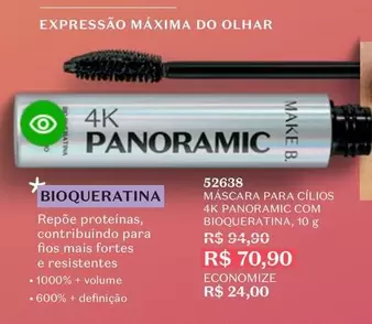 Oferta de O boticario - Mascara Para Cilios 4k Panoramico Com Bioqueratina por R$70,9 em O Boticário