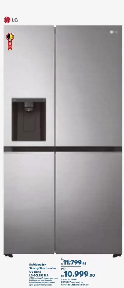 Oferta de LG - Refrigerateur Combine por R$10999 em Sam's Club