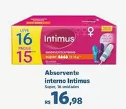 Oferta de Intimus - Absorvente Interno por R$16,98 em Sam's Club