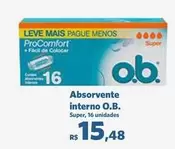 Oferta de Super - Absorvente Interno por R$15,48 em Sam's Club