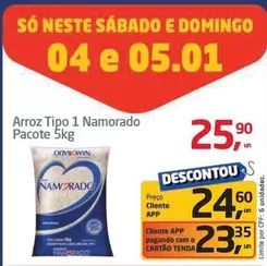 Oferta de Namorado - Arroz Tipo 1 por R$25,9 em Tenda Atacado