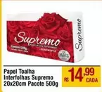 Oferta de Pacote - Papel Toalha Interfolhas Supremo 20x20cm por R$14,99 em Max Atacadista