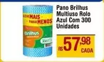 Oferta de Brilhus - Pano Brillus Multiuso Rolo Azul Com 300 Unidades por R$57,98 em Max Atacadista