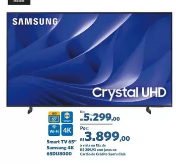 Oferta de Samsung - Smart Tv 65" Rb38c35aut 65du8000 por R$3899 em Sam's Club