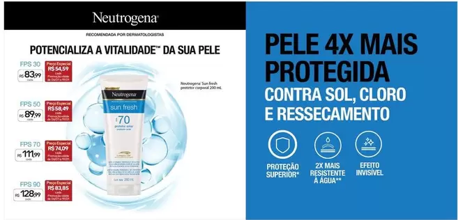 Oferta de Neutrogena - Sun Fresh Protetor Corporal por R$83,99 em Drogal