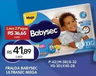 Oferta de Babysec - Fralda Ultrasec Mega por R$41,89 em Drogal