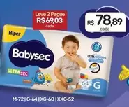 Oferta de Babysec - Fralda Ultrasec Hiper  por R$78,89 em Drogal