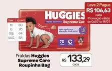 Oferta de Huggies - Fraldas Supreme Care Roupinha Bag por R$133,29 em Drogal