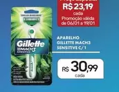 Oferta de Gillette - Aparelho Mach3 Sensitive C/1 por R$30,99 em Drogal