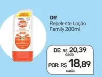 Oferta de Off - Repelente Loção Family por R$18,89 em Drogal