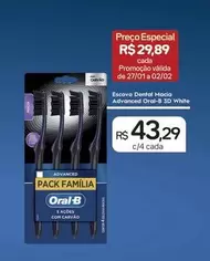 Oferta de Oral-B - Escova Dental Macia Advanced 3D White por R$43,29 em Drogal