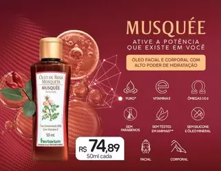 Oferta de Musquée - Óleo Facial E Corporal Com Alto Poder De Hidratação por R$74,89 em Drogal