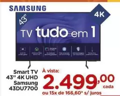 Oferta de Samsung - Smart Tv 43" 4K UHD 43DUT700 por R$2499 em Carrefour