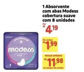 Oferta de Suave - Absorvente com Abas Cobertura  com 8 unidades por R$4,19 em Mercado Extra