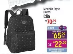 Oferta de Clio - Mochila Style Cores por R$70,99 em Super Muffato