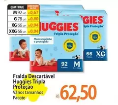 Oferta de Huggies - Fralda Descartável Tripla Proteção por R$62,5 em Atacadão