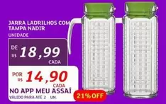 Oferta de Nadir - Jarra Ládrilhos Com Tampa por R$18,99 em Assaí Atacadista