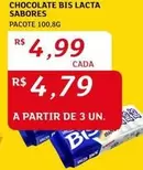 Oferta de Lacta - Chocolate Bis por R$4,99 em Assaí Atacadista