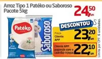 Oferta de Saboroso - Arroz Tipo 1 Pateko Ou Saboroso por R$24,5 em Tenda Atacado