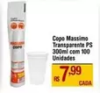 Oferta de Massimo - Copo Transparente Ps por R$7,99 em Max Atacadista