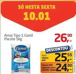 Oferta de Camil - Arroz Tipo 1 por R$26,9 em Tenda Atacado