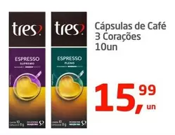 Oferta de 3 Corações - Cápsulas de Café por R$15,99 em Tenda Atacado