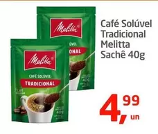 Oferta de Melitta - Café Solúvel Tradicional Sachê por R$4,99 em Tenda Atacado