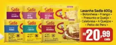 Oferta de Sadia - Lasanha por R$20,99 em DB Supermercados